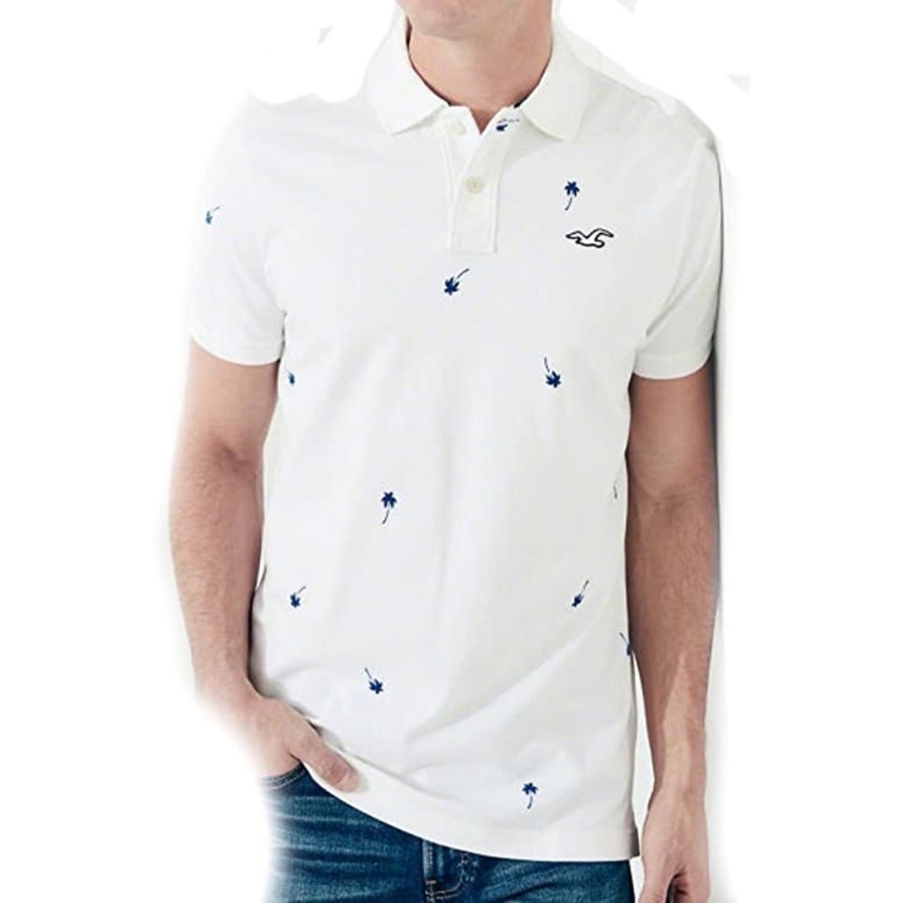 New HOLLISTER Mens White Polo Shirt
